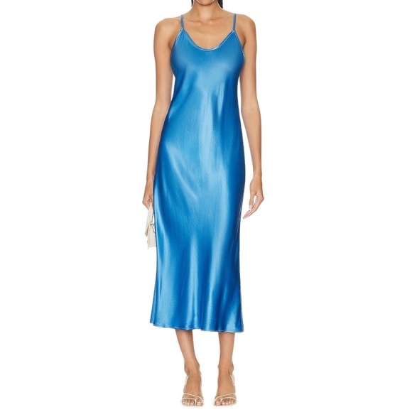 Enza Costa New Pool Blue Bias Cut Tank Slip Dress Size 4 / Extra Large - Picture 1 of 7